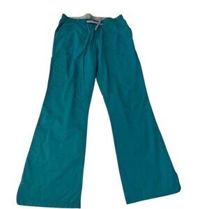 Teal Medical Scrub Pants Medium 65% Polyester 35% Cotton Elastic Waist & Drawstr
